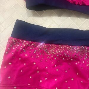 Dallaswear Vibrant Pink and navy audition Bra and Shorts Set